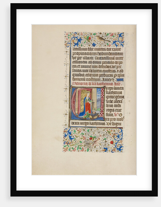 Initial V: Saint Catherine Holding a Sword over a King by Master of the Llangattock Hours
