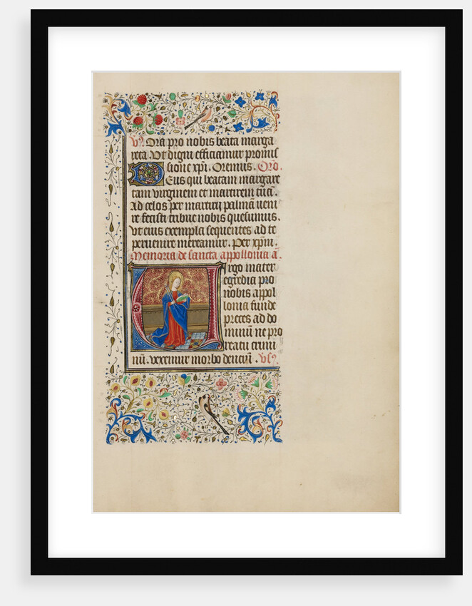 Initial V: Saint Apollonia with a Book and Tongs by Master of the Llangattock Hours