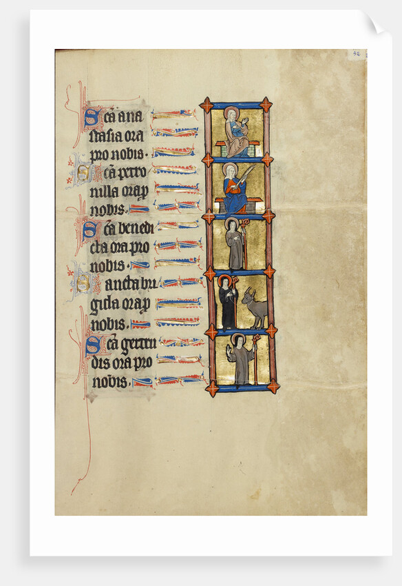 Saint Anastasia Enthroned, Saint Petronilla, Abbess Benedicta with a Crosier, Abbess Bridget with a Crosier, Abbess Gertrude with a Crosier by Anonymous