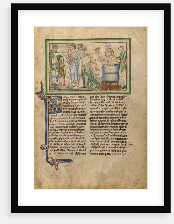 Emperor Domitian Speaking to Saint John the Evangelist and Saint John the Evangelist in a Vat of Boiling Oil by Anonymous