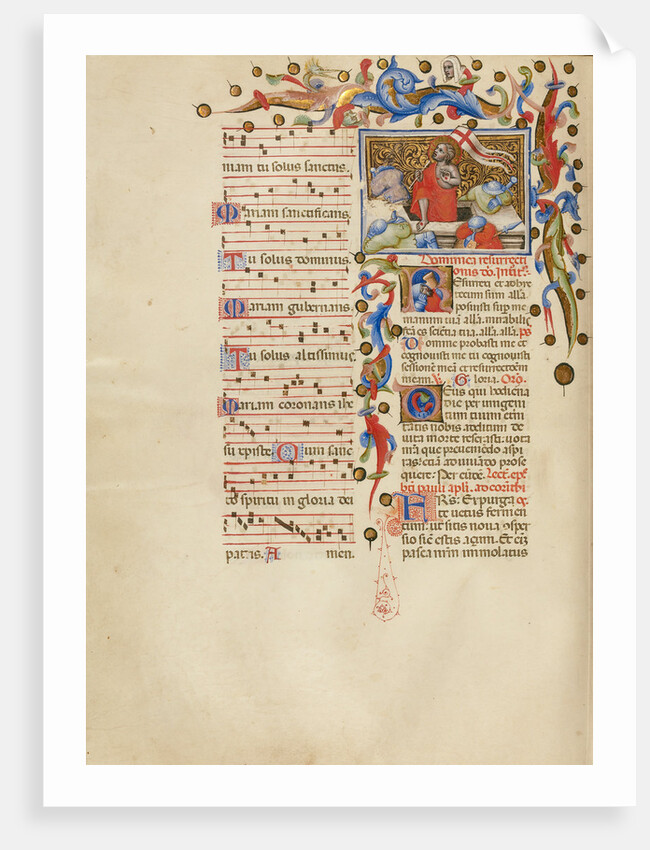 The Resurrection, Initial R: A Sleeping Soldier by Master of the Brussels Initials