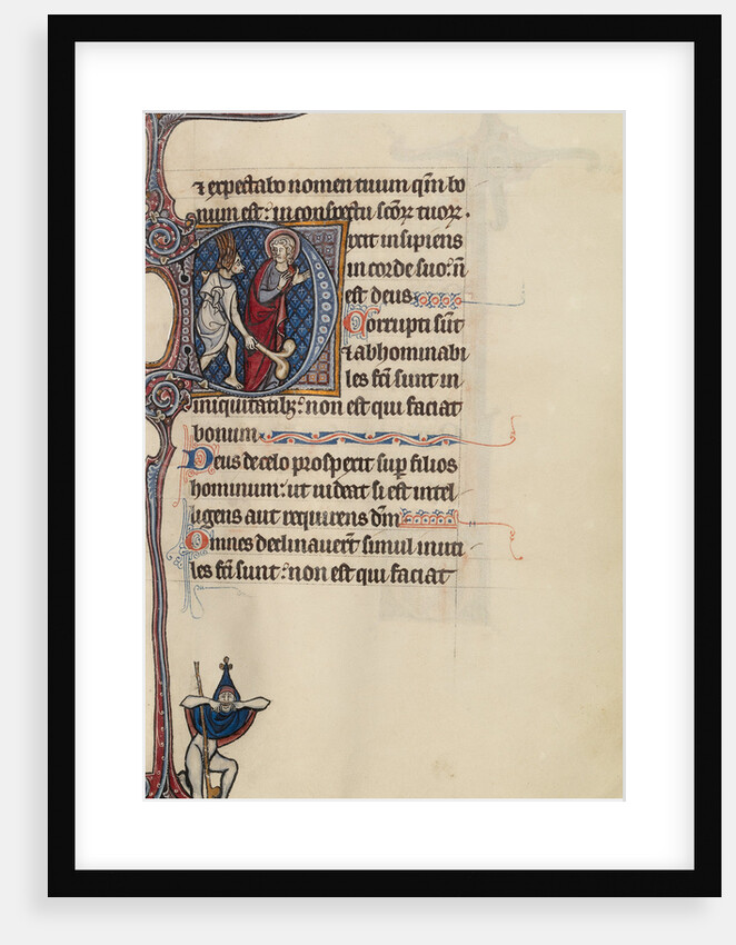 Initial D: The Fool, with a Dog Face and Wearing Winged Headgear, Menacing Christ, bas-de-page A Fool Making Face at the Reader by Bute Master