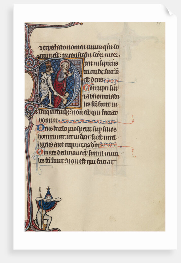 Initial D: The Fool, with a Dog Face and Wearing Winged Headgear, Menacing Christ, bas-de-page A Fool Making Face at the Reader by Bute Master