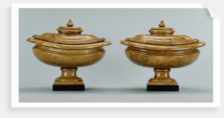 Pair of lidded alabaster vases by Anonymous