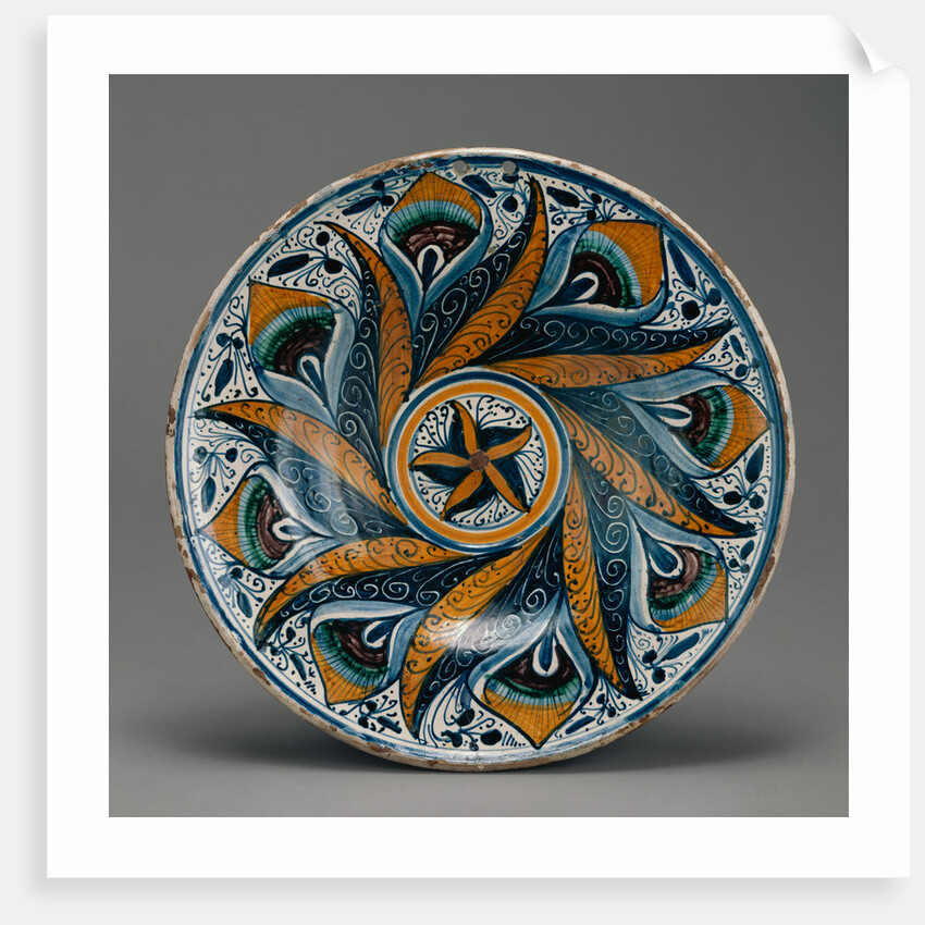 Dish with a Peacock Feather Pattern by Anonymous