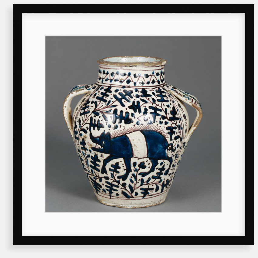 Relief-Blue Jar with Running Boars by Anonymous
