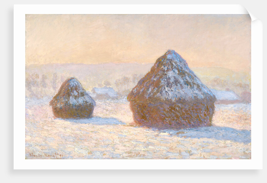 Wheatstacks, Snow Effect, Morning (Meules, Effet de Neige, Le Matin) by Claude Monet