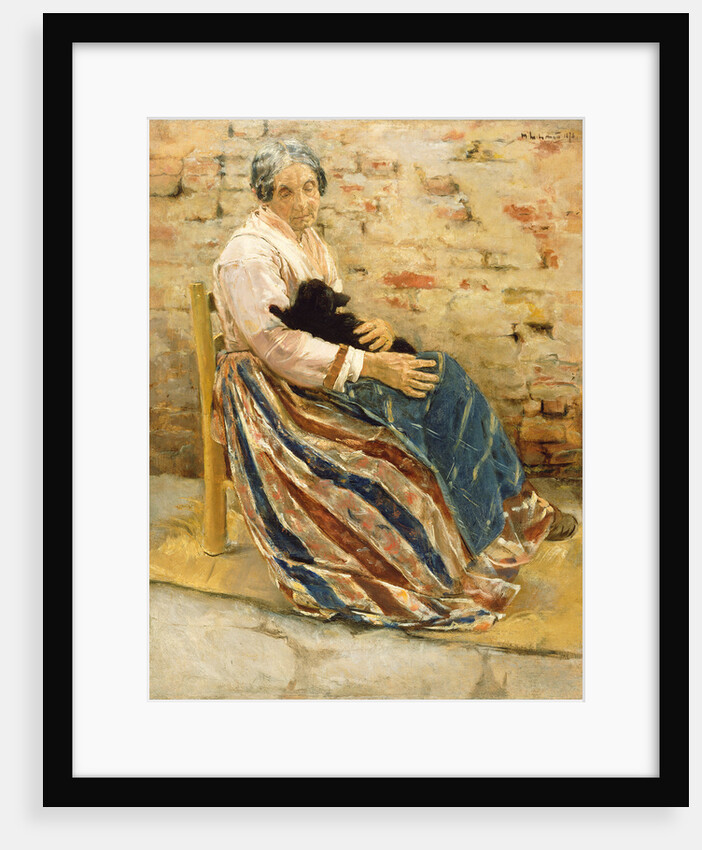 An Old Woman with Cat by Max Liebermann