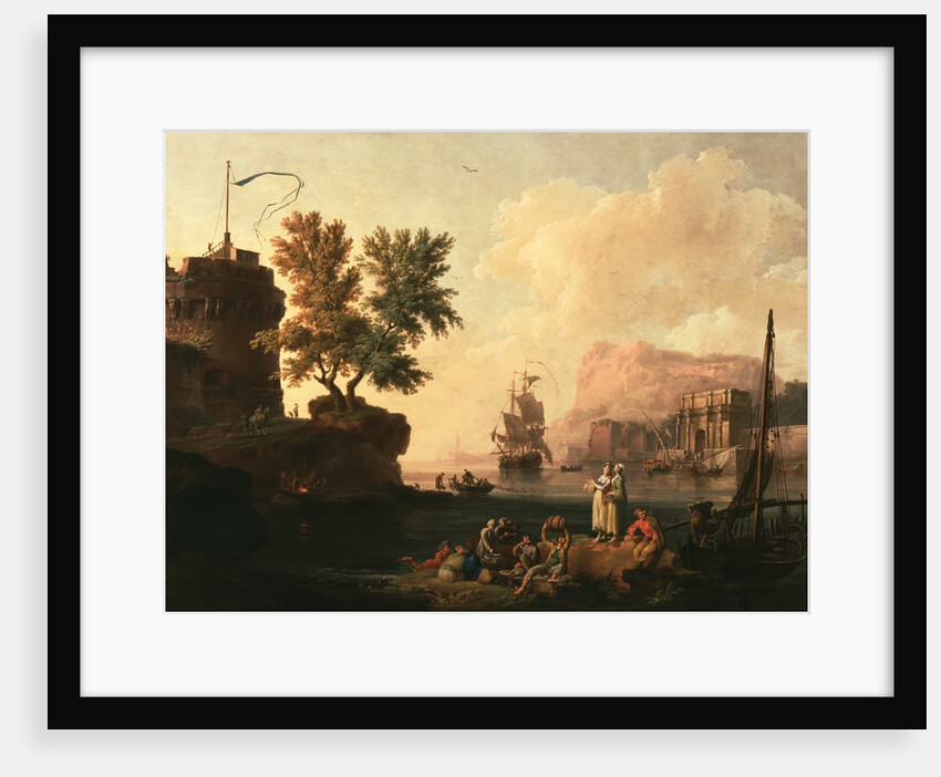 Mediterranean Harbor Scene by Pierre-Jacques Volaire