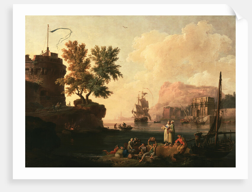 Mediterranean Harbor Scene by Pierre-Jacques Volaire