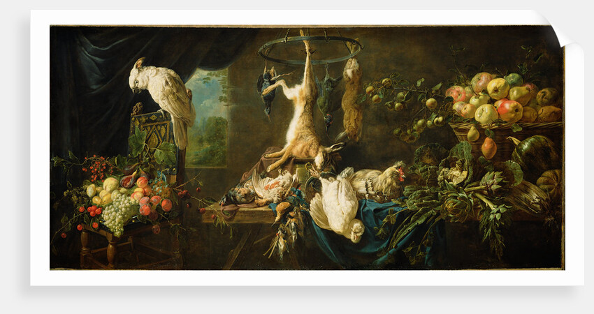 Still Life with Game, Vegetables, Fruit and a Cockatoo by Adriaen van Utrecht