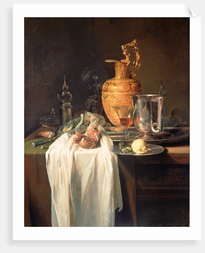 Still Life with Ewer, Vessels and Pomegranate by Willem Kalf