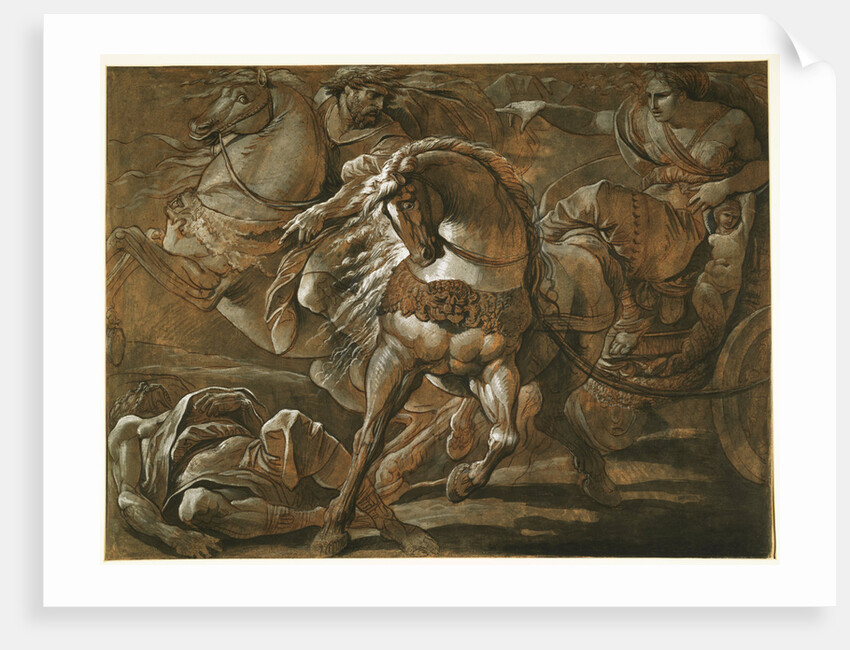 Tullia about to Ride over the Body of Her Father in Her Chariot by Giuseppe Cades