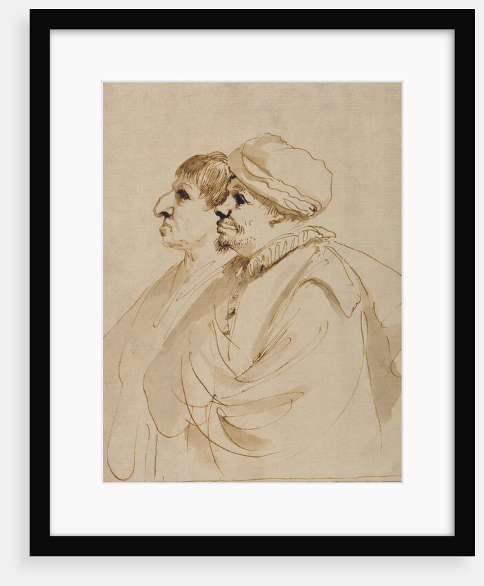 Caricature of Two Men Seen in Profile by Guercino