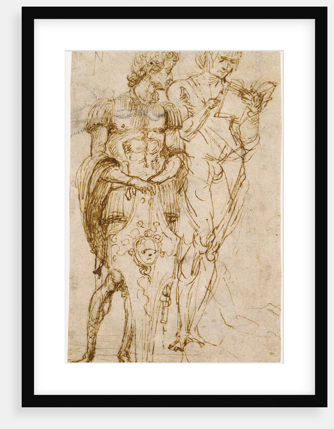 Two Standing Male Figures (recto), A Man Reclining and Other Studies (verso) by Andrea Mantegna