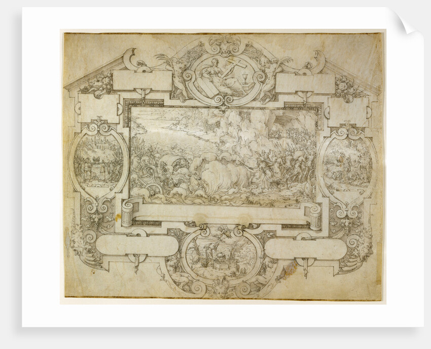 The Destruction of Pharoah's Army and Other Scenes within a Cartouche by Etienne Delaune