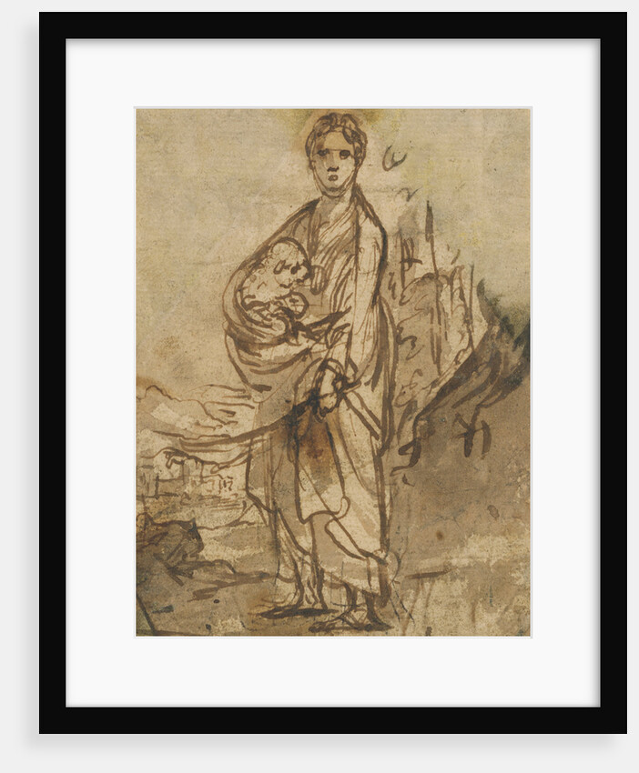 Saint Agnes (recto), Figure Studies (verso) by Adam Elsheimer