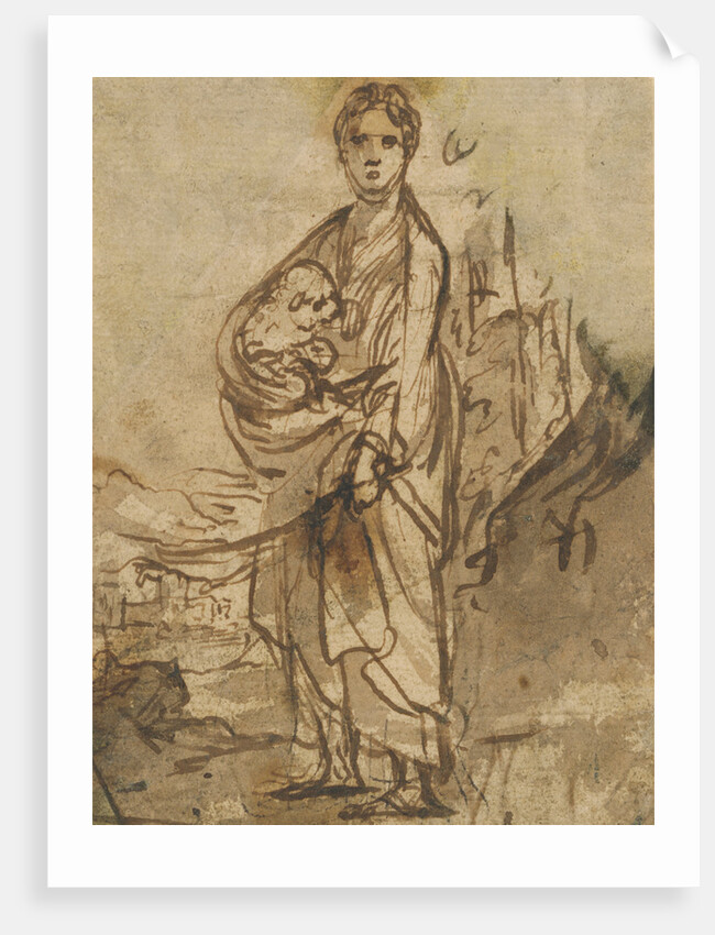 Saint Agnes (recto), Figure Studies (verso) by Adam Elsheimer
