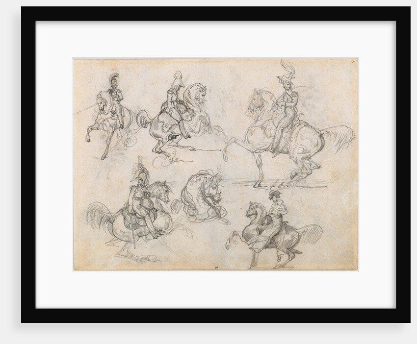 Horses and Riders (recto), Horses (verso) by Théodore Géricault