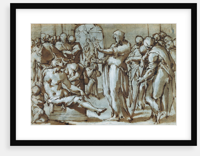 Raising of the Son of the Widow of Naim (recto), Madonna and Child with Saints (verso) by Giovanni Battista Naldini