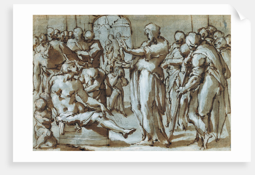 Raising of the Son of the Widow of Naim (recto), Madonna and Child with Saints (verso) by Giovanni Battista Naldini