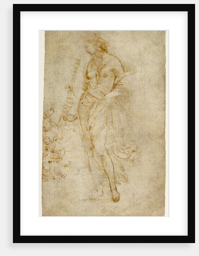 Female Figure with a Tibia, and Ornamental Studies (recto), Ornamental Studies (verso) by Raphael