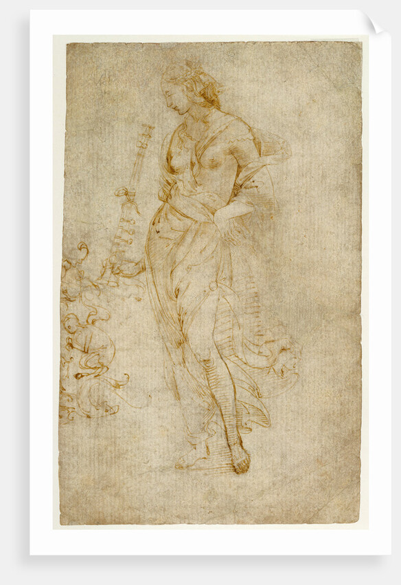 Female Figure with a Tibia, and Ornamental Studies (recto), Ornamental Studies (verso) by Raphael