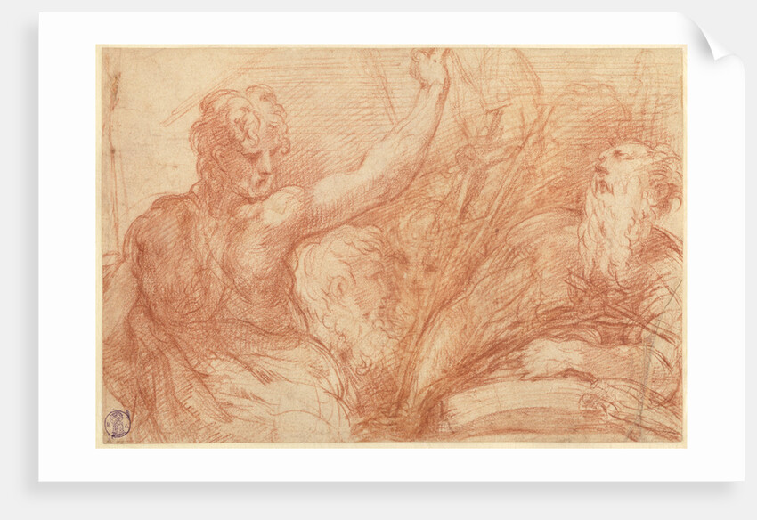 Studies of Saints John the Baptist and Jerome, a Crucifix, and Various Heads (recto), Studies of the Christ Child, a Crucifix, and a Dog (verso) by Parmigianino