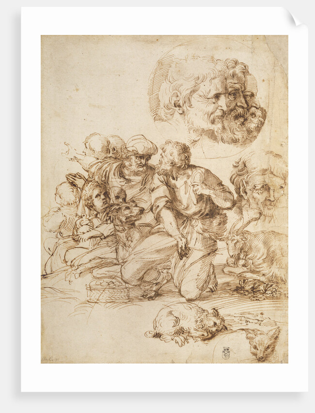 A Group of Shepherds, and Other Studies by Agostino Carracci