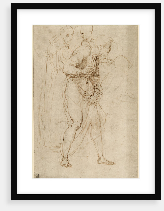 Studies for the Disputa (recto), Studies for the Disputa (verso) by Raphael