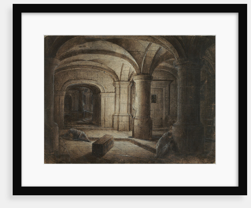 The Crypt of a Church with Two Men Sleeping by Hendrick van Steenwijck the Younger