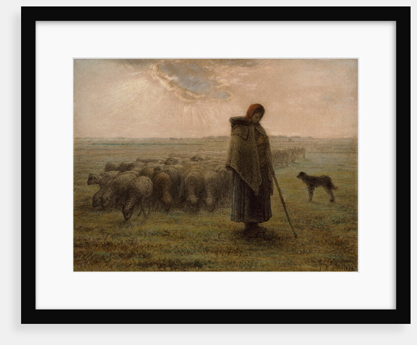 Shepherdess and Her Flock by Jean-François Millet