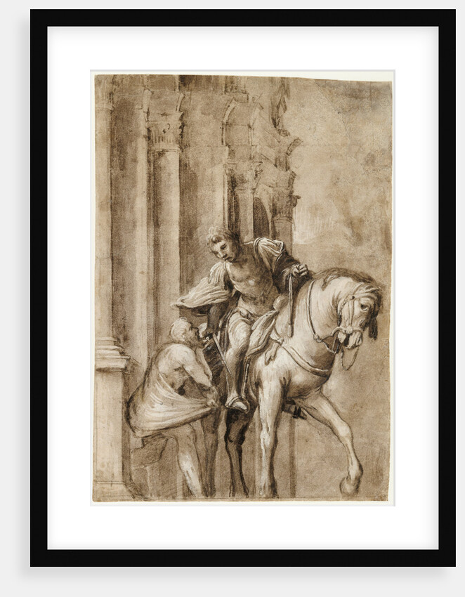 Saint Martin Dividing His Cloak with a Beggar by Lorenzo Lotto