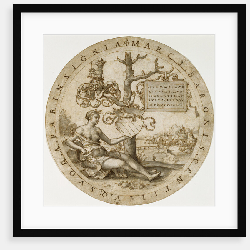 Study for a Stained Glass Window with the Coat of Arms of the Barons von Paar (recto), Study for a Sceptre with the Initials MB (verso) by Georg Pencz