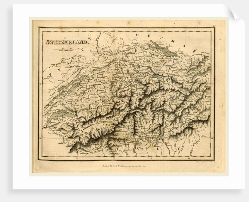 Map of Switzerland, 1819 by J. Mawman