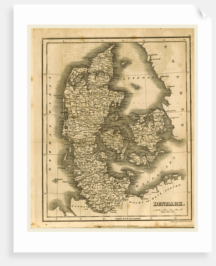 Map of Denmark, 1819, by J. Mawman