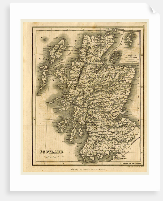Map of Scotland, 1819 by J. Mawman