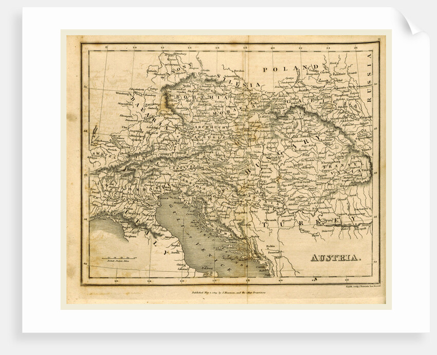 Map Austria, 1819 by J. Mawman