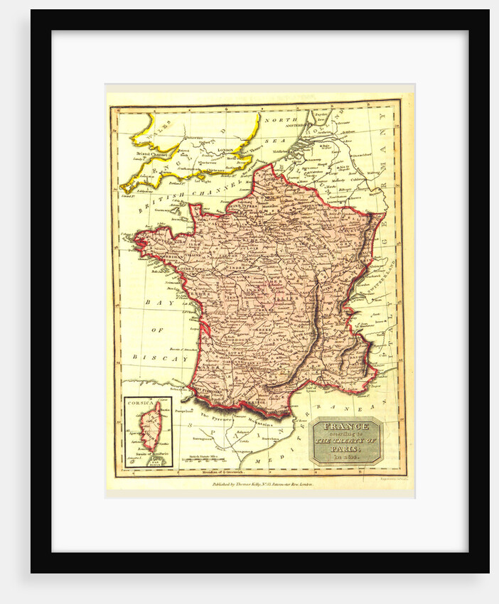 Map of France according to the treaty of Paris in 1814 by Anonymous