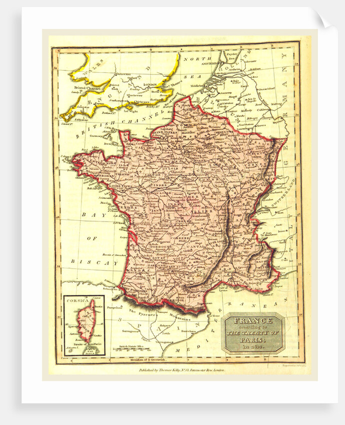 Map of France according to the treaty of Paris in 1814 by Anonymous