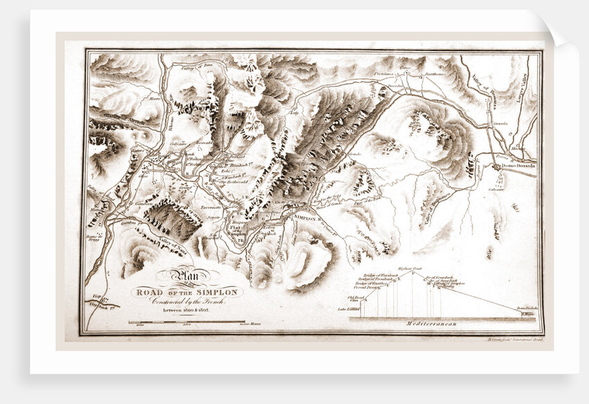 Map of the Road of the Simplon between 1800 and 1807, Switzerland by Anonymous