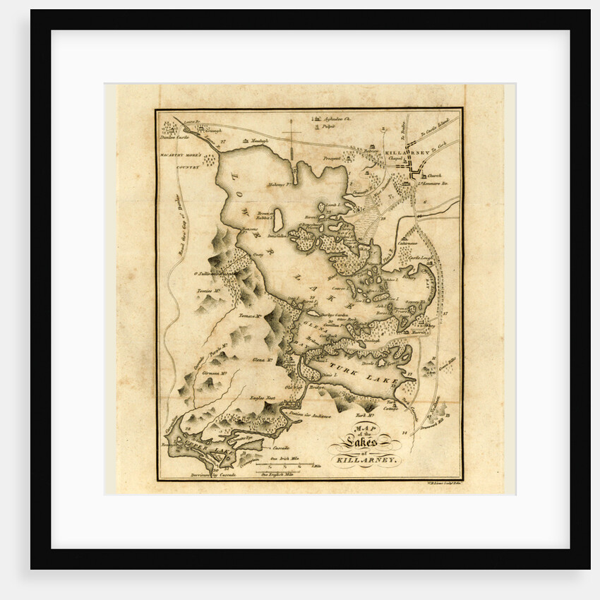 Killarney and the surrounding scenery, map of the lakes, 19th century, County Kerry, southwestern Ireland by Anonymous
