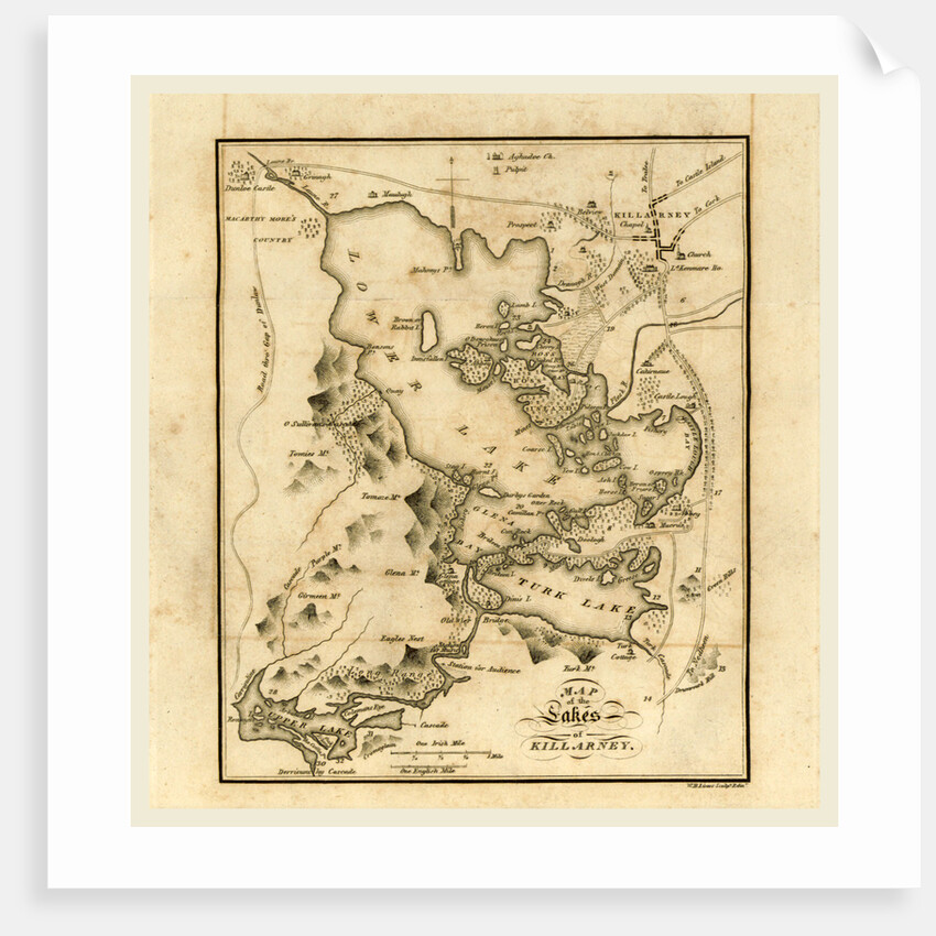 Killarney and the surrounding scenery, map of the lakes, 19th century, County Kerry, southwestern Ireland by Anonymous
