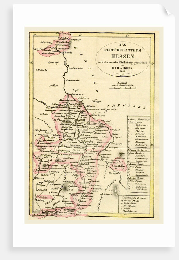 Map Kurfurstenthums Hessen, Germany, 1822 by Anonymous