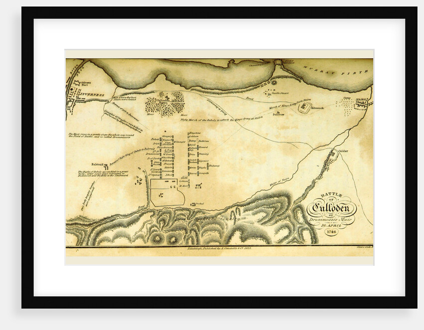 Battle of Culloden, 1746, map by Anonymous