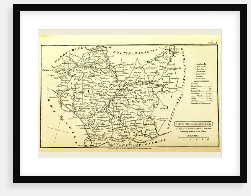 A Topographical Dictionary of the United Kingdom, Leicestershire map, UK by Anonymous