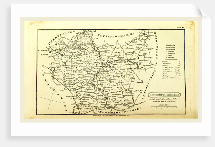 A Topographical Dictionary of the United Kingdom, Leicestershire map, UK by Anonymous