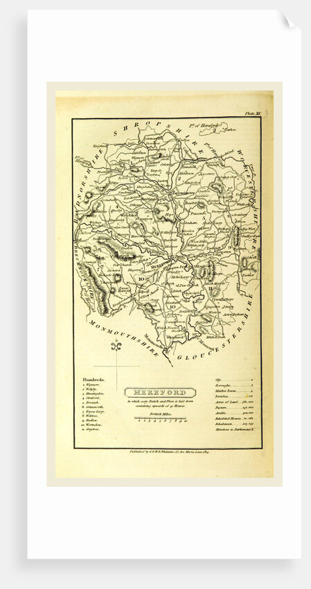 Hereford map, A Topographical Dictionary of the United Kingdom, UK by Anonymous