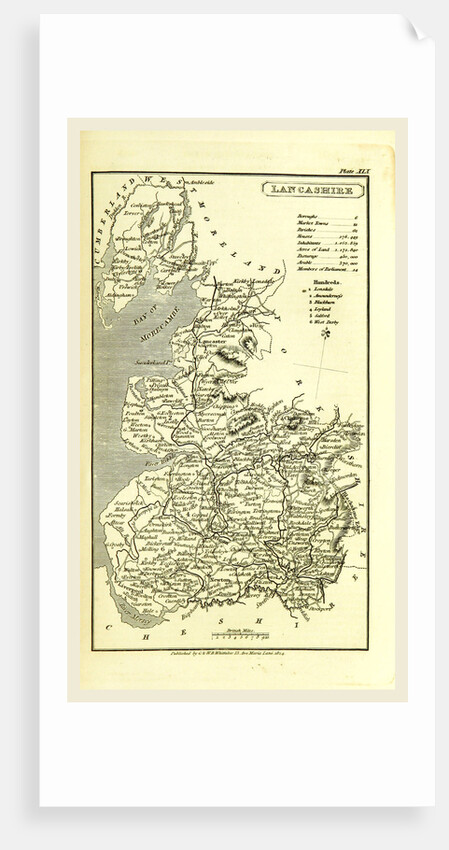 Lancashire map 1824, A Topographical Dictionary of the United Kingdom, UK by Anonymous