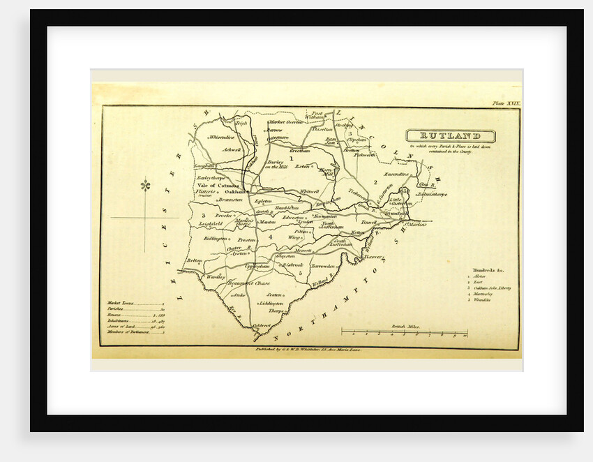 A Topographical Dictionary of the United Kingdom, Rutland map, UK by Anonymous